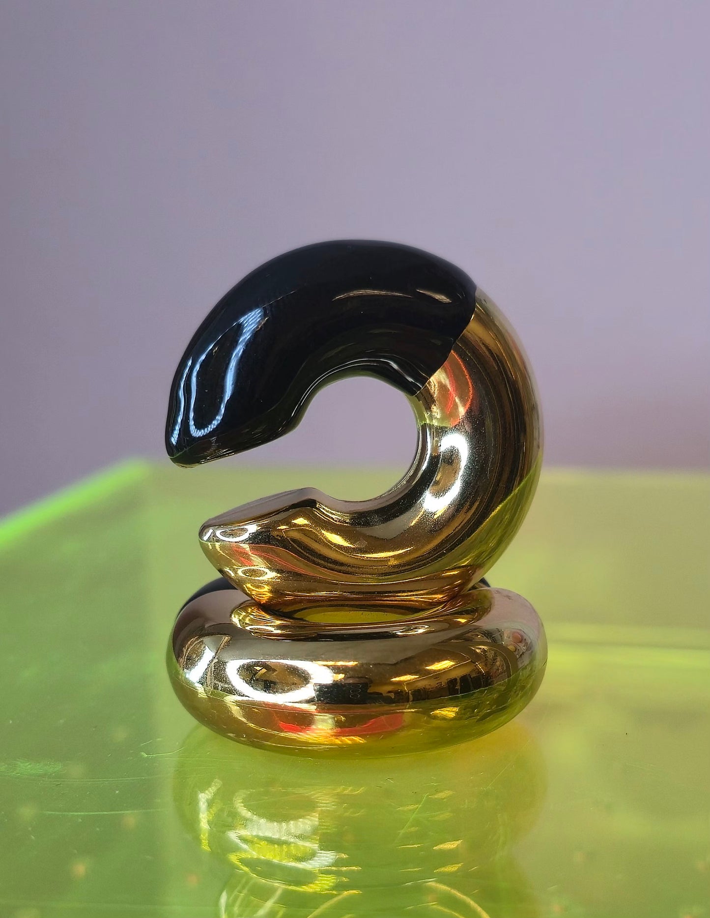 Obsidian gold cuff